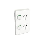 Clipsal Iconic Double Power Point 10A VERTICAL - Vivid White - 3025V-VW