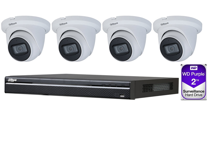 Dahua 4 x 8MP Eyeball  Turret Kit with 8CH PRO NVR + 2TB HDD 2.8mm lens