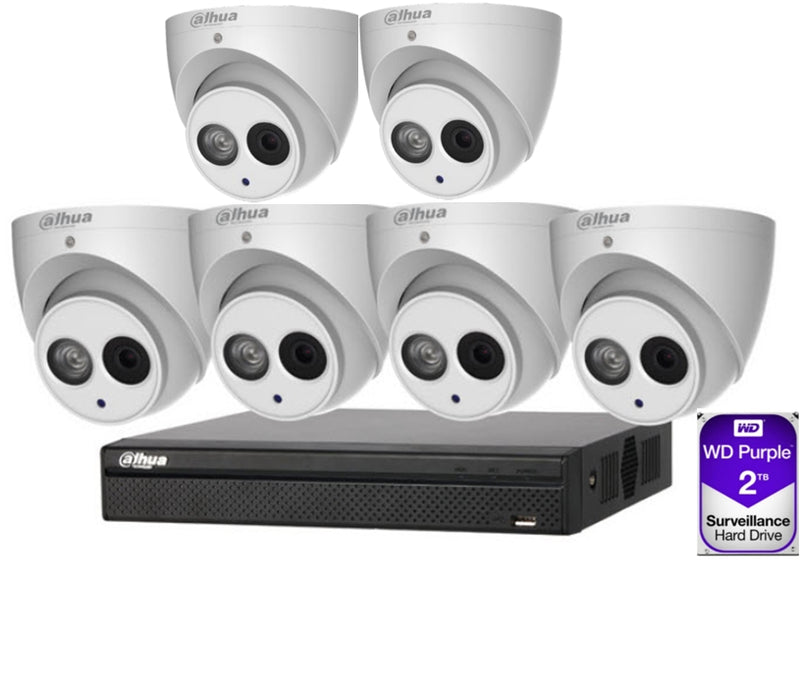 Dahua 6 x 6MP Turret Kit with 8CH NVR + 2TB HDD