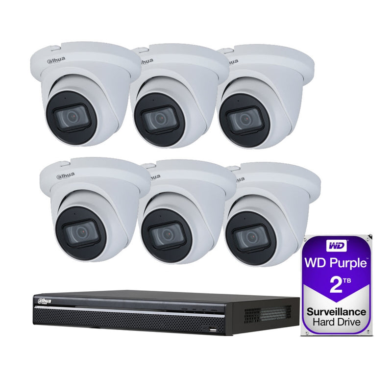 Dahua 6 x 8MP Eyeball / Turret Kit with 8CH PRO NVR + 2TB HDD 2.8mm lens