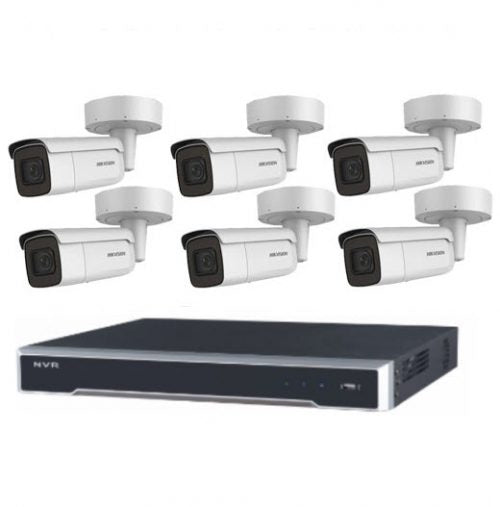 8MP 8CH Hikvision CCTV Kit: 6 x Outdoor Motorised VF Bullets + 8CH NVR