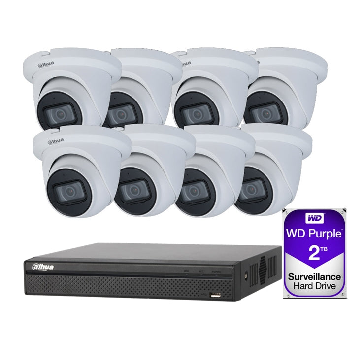 Dahua 8 x 8MP Eyeball / Turret Kit with 8CH NVR + 2TB HDD 2.8mm lens