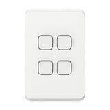 Clipsal Iconic 4 Gang Switch NON LED Vivid White - 3044VA-VW