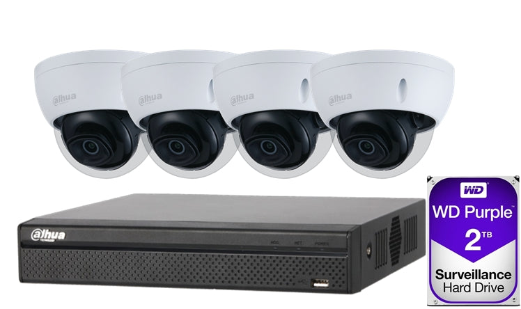 Dahua 4 x 8MP Dome Kit with 4CH NVR + 2TB HDD