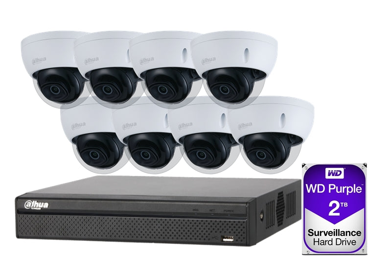 Dahua 8 x 8MP Dome Kit with 8CH NVR + 2TB HDD