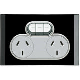 Clipsal Saturn Glass Range Double Power Point + Extra Switch 10amp - Black - CLI4025X-EB